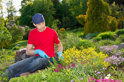 Bow garden layout with planting and paving ideas